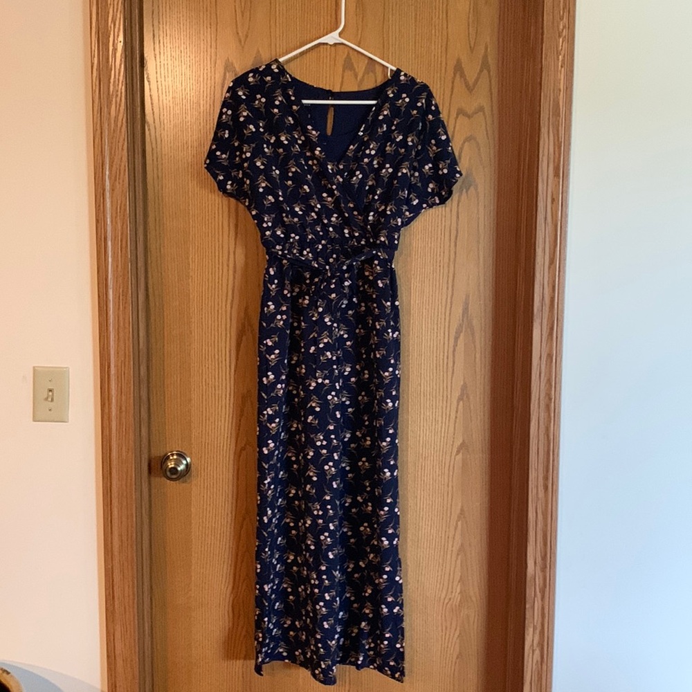 Amy Dyer Girls size 12 pants suit navy with pink floral